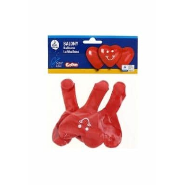 Nafukovacie balóny srdce - úsmev, červené, 3ks