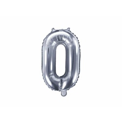 Fóliový balón číslo 0, strieborný, 35cm