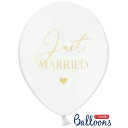 Balón Just Married pastelový biely, 30cm, 1ks